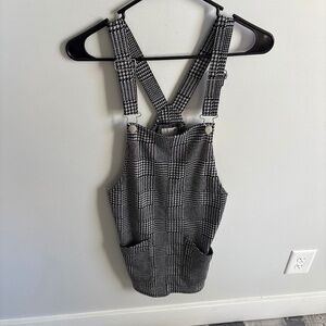 Houndstooth mini overall dress